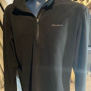 Eddie Bauer Polartec Fleece Quarter Zip Pullover Men’s XL Black Outdoor Jacket